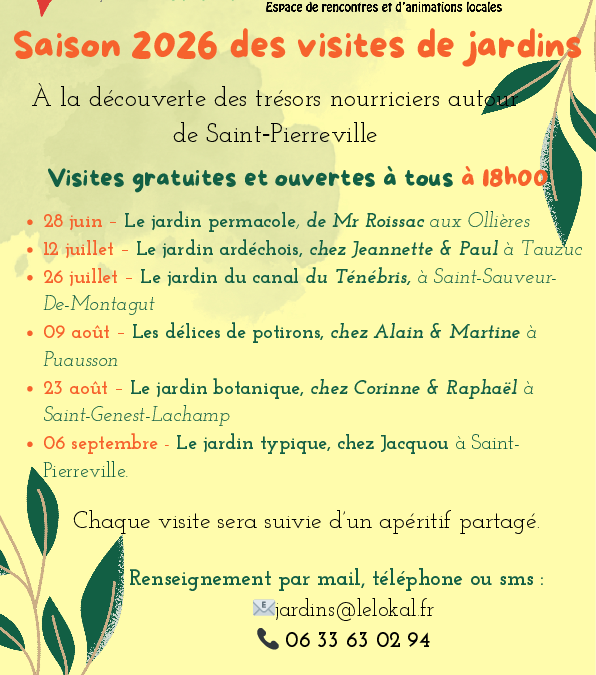 Saison 2026 des visites de jardins